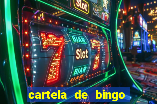 cartela de bingo com letras