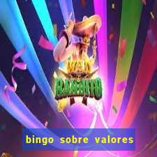 bingo sobre valores para imprimir